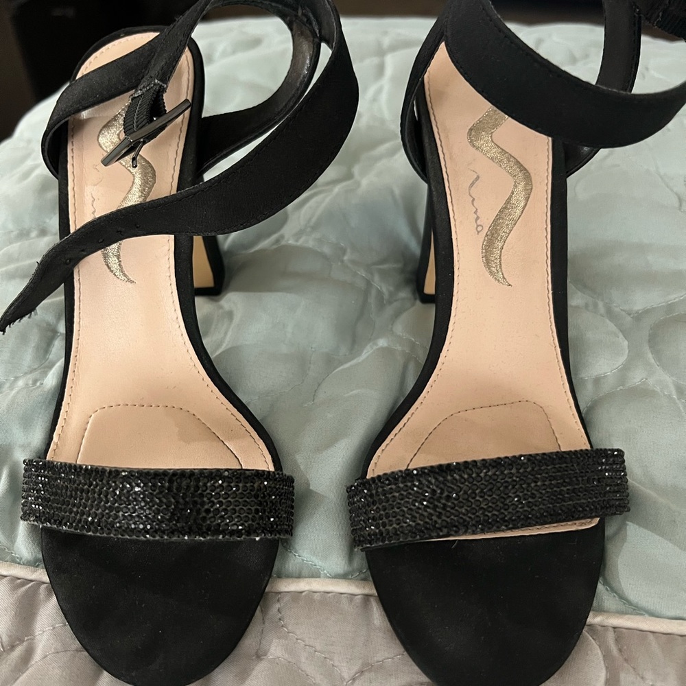 Size 7 Ankle Strap Black Clunky Heel
